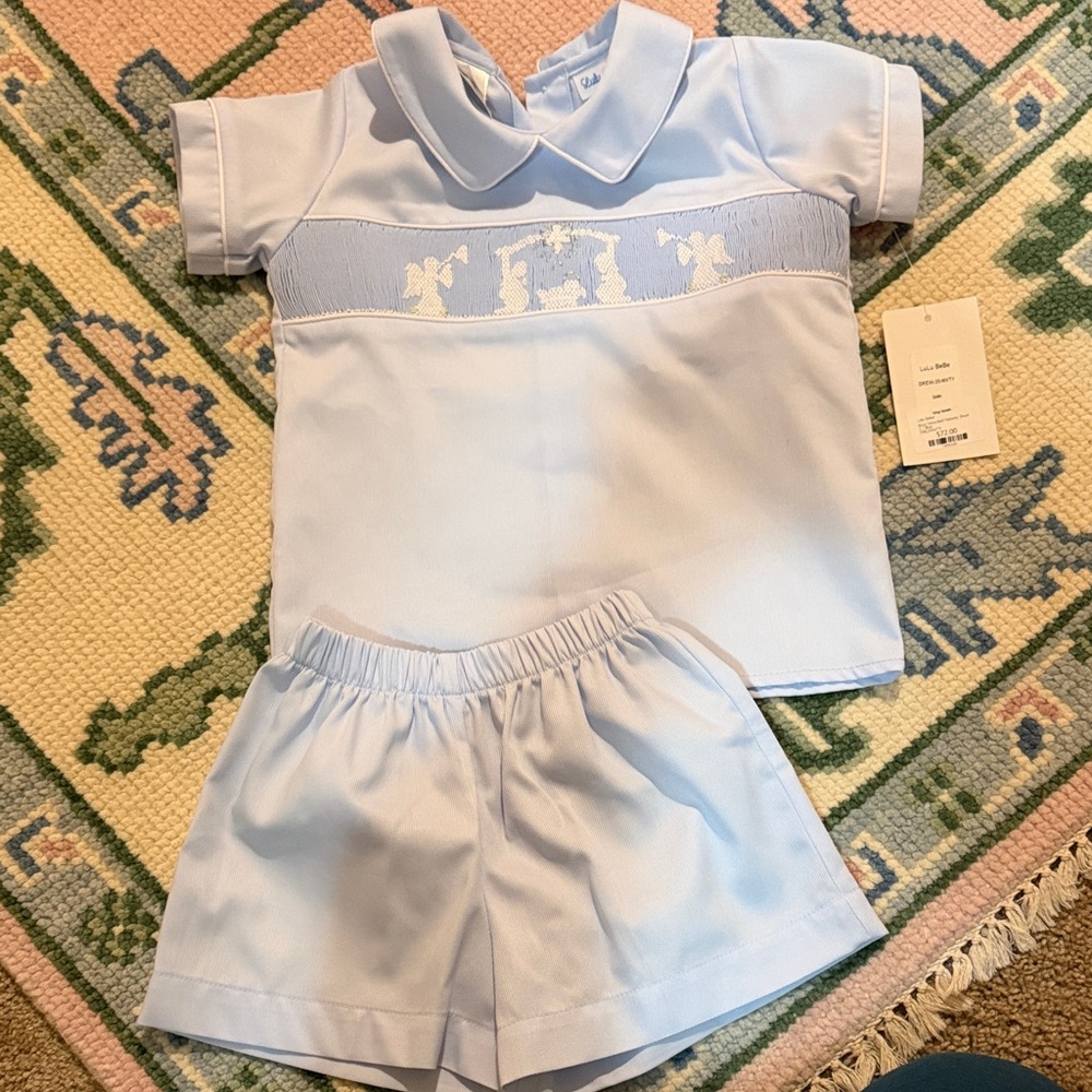 Classic Light Blue Smocked Kids Matching Set